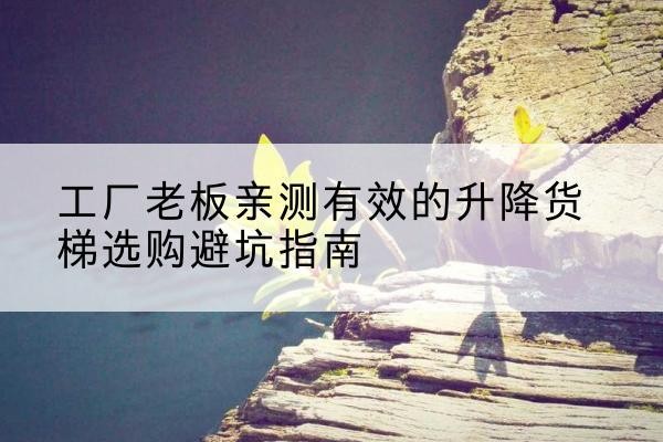 达川升降货梯怎么选-工厂老板亲测有效的升降货梯选购避坑指南